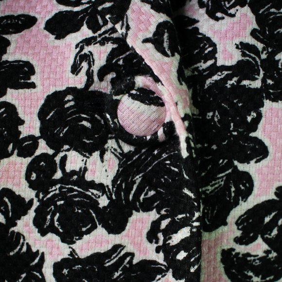 LOFT Ann Taylor Petite Women's Light Pink Black Floral Basketweave Dress Jacket - Picture 4 of 8
